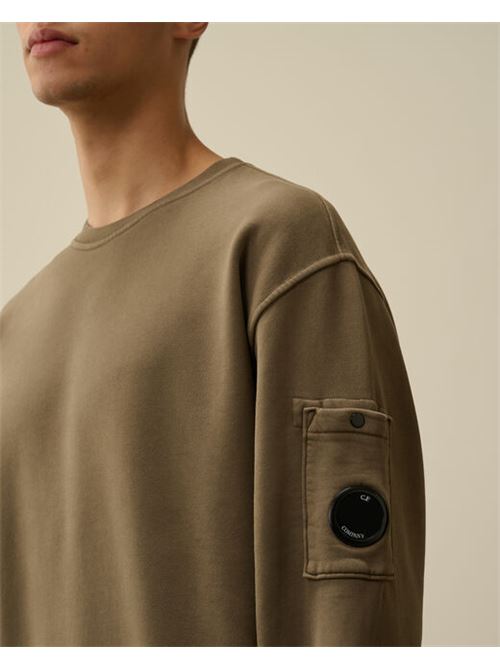 brushed and emerized diagonal fleece lens crew neck sweatshirt C.P. COMPANY | CMSS060A-006372R359